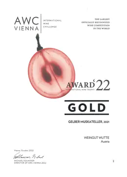 Gelber Muskateller 2021 – Gold | AWC Vienna 2022 – Weingut Wutte