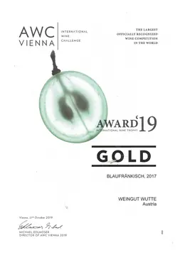 Blaufränkisch 2017 – Gold | AWC Vienna 2019 – Weingut Wutte